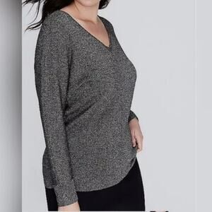 NWT LANE BRYANT V-neck Metallic Sweater Size 18/20